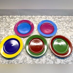 I. Godinger & Co Set of 5 Dessert plates multiple colors